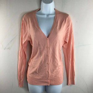 Topvalu Collection Womens Peach Button Front Cardigan Sweater Long Sleeve Size L